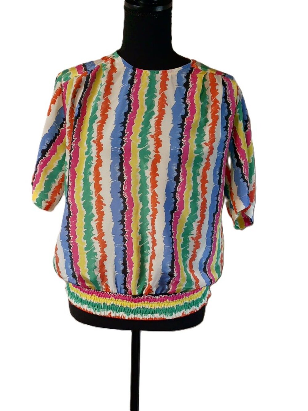 Vintage Peters & Ashley "Liquid Silk" Rainbow Striped Blouse